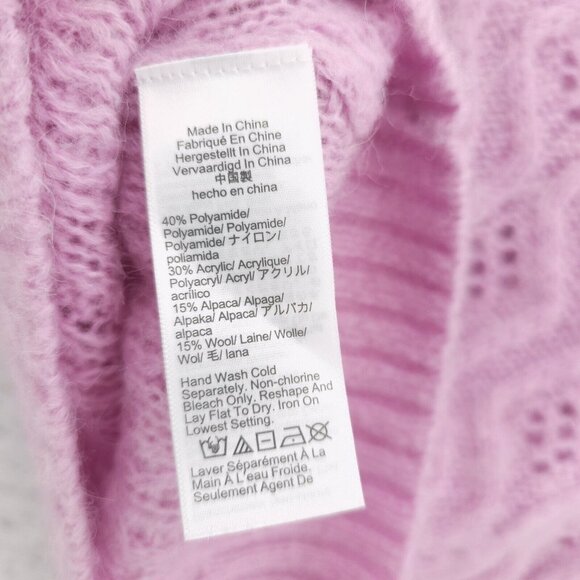 J. CREW Pointelle Scallop Trim Sweater Blend Alpaca Wool Fuzzy Lightweight SMALL - Picture 6 of 7